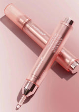 Two pink cosmetic devices with visible branding on a light pink background