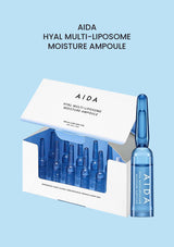 AIDA Hyal Multi-Liposome Moisture Ampoule (1 Box = 2ml x 10 Ampoules) product and packaging.