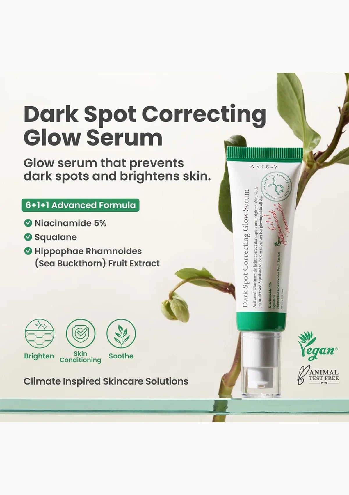 AXIS-Y Dark Spot Correcting Glow Serum 50ml — introduction; original brand product information