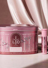 Pink and purple cosmetic products with 'ILO' branding on a light background