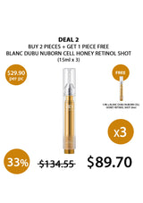 Promotional offer for Blanc Dubu Nuborn Cell Honey Retinol Shot with pricing and quantity details.