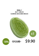 Green brush with promotional text on a white background