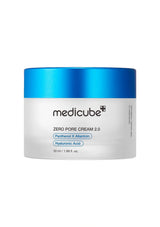 Medicube Zero Pore Cream 2.0 jar with blue lid on a white background