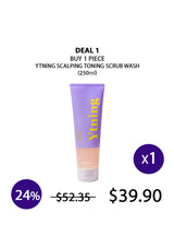 Ytning Scalping Toning Scrub Wash bottle with promotional text on a white background