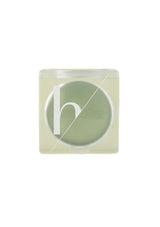 Square green product with a white 'h' logo on a white background