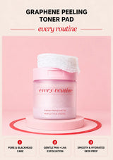Every Routine Graphene Peeling Toner Pad jar with toner pad on a pink podium