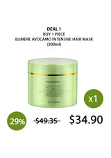 Green hair mask jar with promotional text on a white background