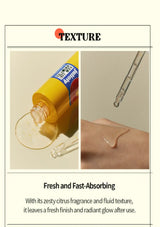 Product packaging, dropper, and texture application with text on a beige background