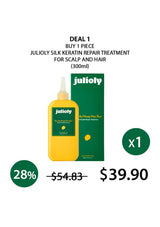 Julifoly silk keratin repair treatment for scalp and hair with promotional pricing on a white background