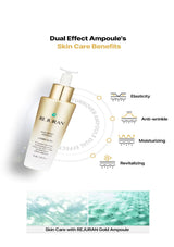 REJURAN Gold Ampoule with skin care benefits on a white background