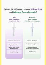 Brightening & Dark Spot Serum in yellow, Hydrating & Calming Serum in light blue, and Elasticity & Revitalizing Serum in light purple, each with a small bottle illustration and descriptive copy.