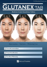Advertisement for Glutanex TAB with images of three women and product details.
