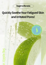Green apple facial cleanser with text on a white background