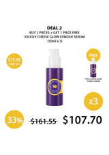 Promotional offer for Juliolly Cheese Glow Fondue Serum with a free serum included.
