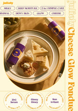 Product packaging with cheese and a knife on a plate, featuring Jullyty branding.