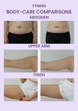 Original abdomen, arm and thigh application and massage-finish comparison pairs, left to right