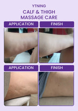 Original calf and thigh application and massage-finish comparison photographs