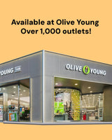 Olive Young store front with promotional text on a yellow background