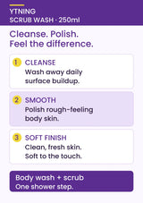YTNING Scaling Toning Scrub Wash 250ml: cleanse daily buildup, smooth rough-feeling body skin and leave a soft clean finish.