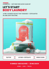 LAUNDRYOU pack of five pre-soaked body cleansing gloves for home, gym and travel