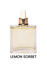 Perfume bottle labeled 'Lemon Sorbet' on a white background