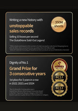 A promotional graphic with two black panels containing white and gold text about sales achievements and award badges, including BCLTI and Winner Series.