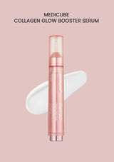 Medicube Collagen Glow Booster Serum on a pink background