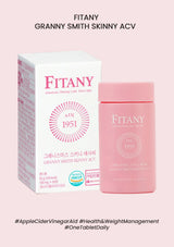 Fitany Granny Smith Skinny ACV packaging on a pink background