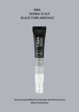 Black ampoule bottle with 'MBA' branding on a gray background