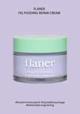 Flaner Fig Pudding Repair Cream jar on a light purple background