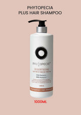 Phytopecia Plus Hair Shampoo bottle on a beige background