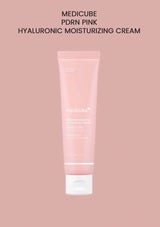 Pink tube of Medicube PRDRN Pink Hyaluronic Moisturizing Cream on a pink background
