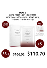 AIDA V-Collagen Power Lifting Mask packaging with promotional offer details on a white background