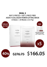 Promotional graphic for AIDA V-Collagen Power Lifting Mask with pricing and deal details.