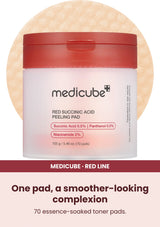 Medicube Red Succinic Acid Peeling Pad (1 Box = 70 Pads) — One pad, a smoother-looking complexion