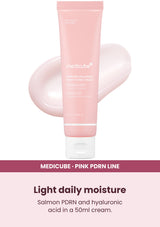 Medicube PDRN Pink Hyaluronic Moisturizing Cream — Light daily moisture. Salmon PDRN and hyaluronic acid in a 50ml cream.