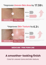 Medicube PDRN Pink Exosome Shot Serum — A smoother-looking finish. Care for uneven tone and skin texture.