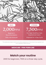 Medicube PDRN Pink Exosome Shot Serum — Match your routine. 2000 for beginners; 7500 on a three-day cycle.