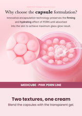 Medicube PDRN Pink Collagen Capsule Cream — Two textures, one cream. Blend the capsules with the transparent gel.