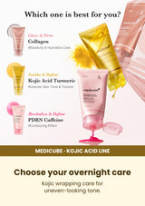 Medicube Kojic Acid Turmeric Wrapping Mask 75ml — Choose your overnight care. Kojic wrapping care for uneven-looking tone.