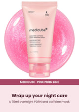 Medicube PDRN Pink Caffeine Night Wrapping Mask — Wrap up your night care. A 75ml overnight PDRN and caffeine mask.