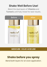 Medicube Kojic Acid Turmeric Jelly Mist 100ml — Shake before you spray. Blend both layers for an even application.