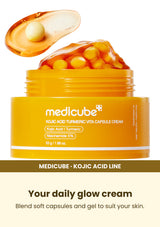 Medicube Kojic Acid Turmeric Capsule Cream 53g — Your daily glow cream. Blend soft capsules and gel to suit your skin.