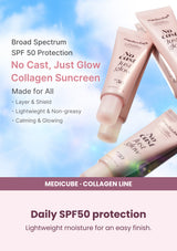 Medicube Glow Collagen Sunscreen SPF50 50ml — Daily SPF50 protection. Lightweight moisture for an easy finish.