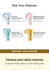 Medicube Kojic Acid Turmeric Capsule Cleanser 120g — Choose your daily cleanse. A capsule-foam option for dull-looking skin.