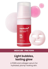Medicube PDRN Pink Collagen Bubble Serum — Your daily bubble-serum step. A PDRN and collagen serum for hydrated, plump-looking skin.