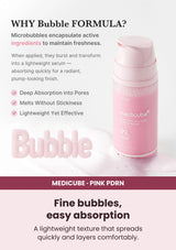 Medicube PDRN Pink Collagen Bubble Serum — Why the bubble texture works. A lightweight texture that spreads quickly and layers comfortably.