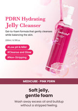 Medicube PDRN Hydrating Gel Cleanser — Jelly that transforms into foam. Wash away excess oil and buildup without a stripped feeling.