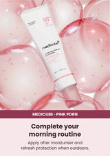 Medicube PDRN Pink Tone Up Sun Cream SPF50+ PA++++ — Your final daytime skincare step. Apply after moisturiser and refresh protection when outdoors.