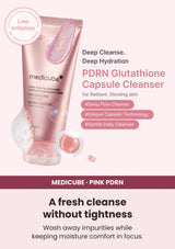 Medicube PDRN Pink Glutathione Capsule Cleansing Foam — Clean and comfortable. Wash away impurities while keeping moisture comfort in focus.